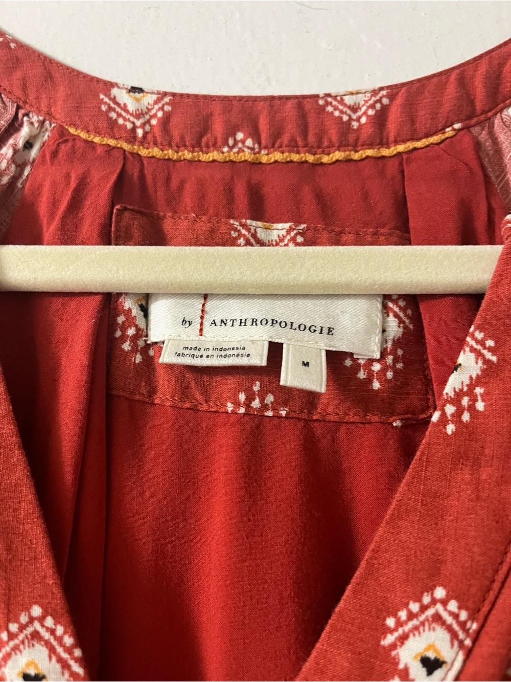 Anthropologie Rust Red Printed Maxi Dress with Smocked Waist - Picture 3 of 3
